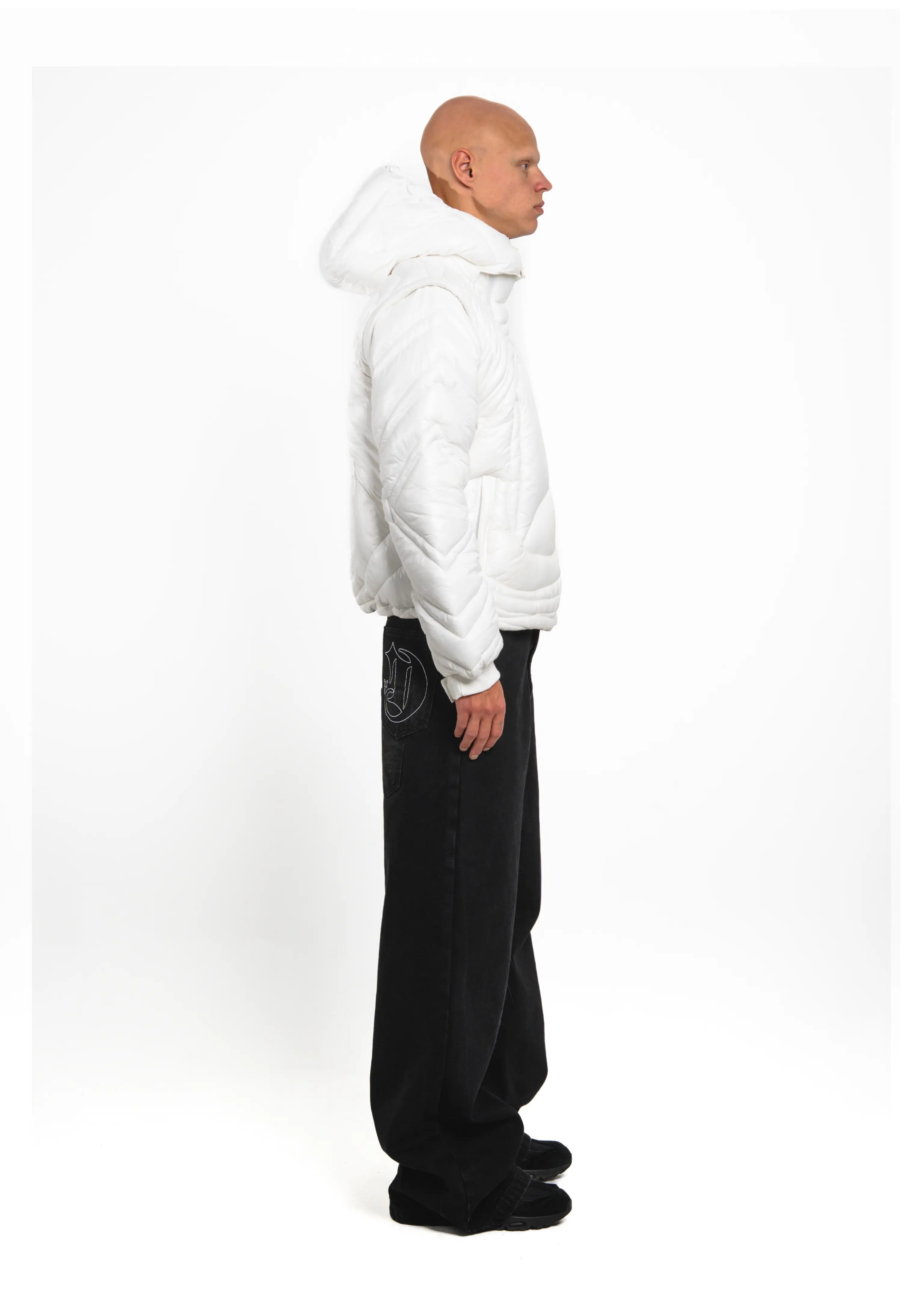 Shiny White Embossed Puffer