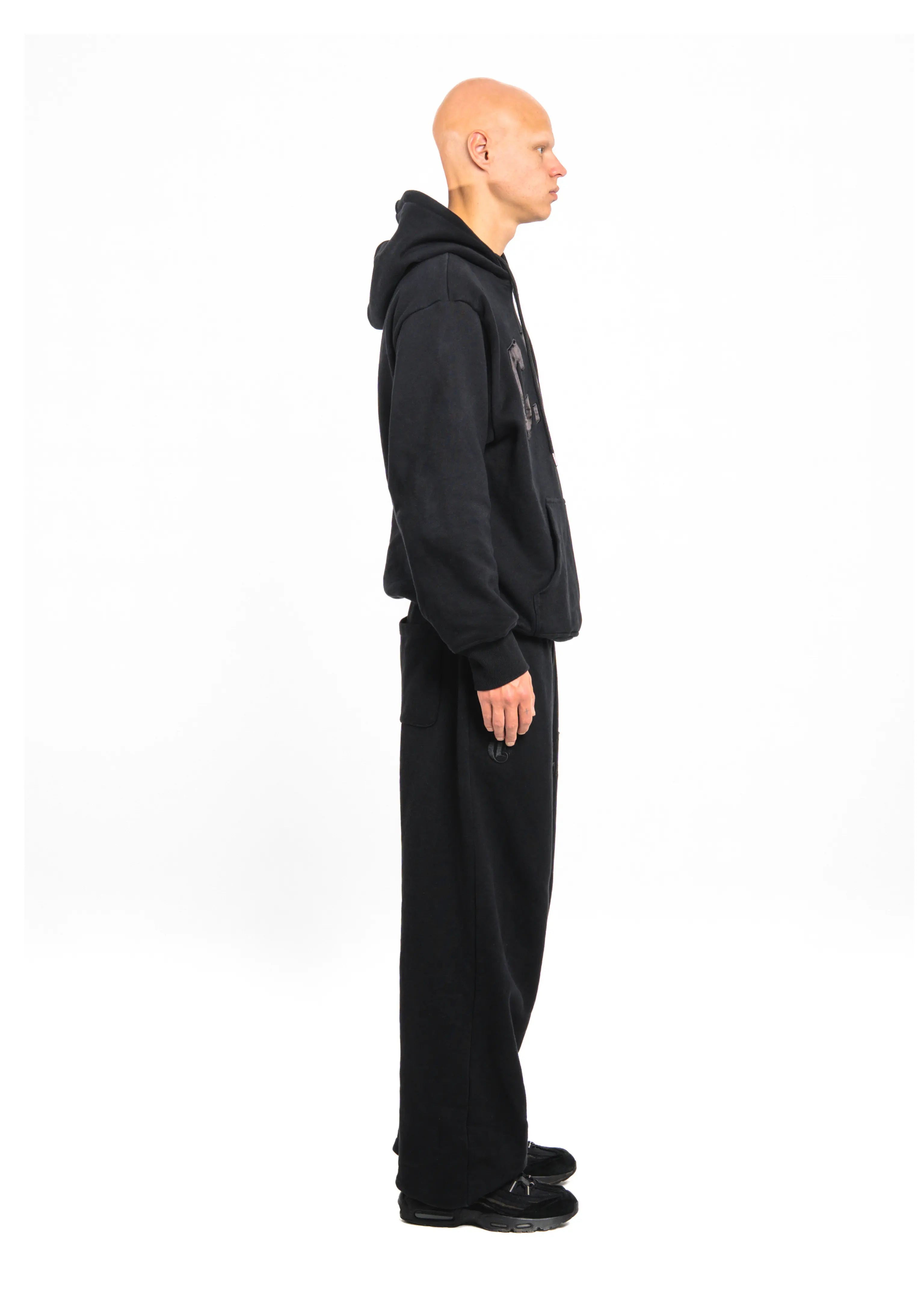 BLACK SILK TRACKSUIT HOODIE