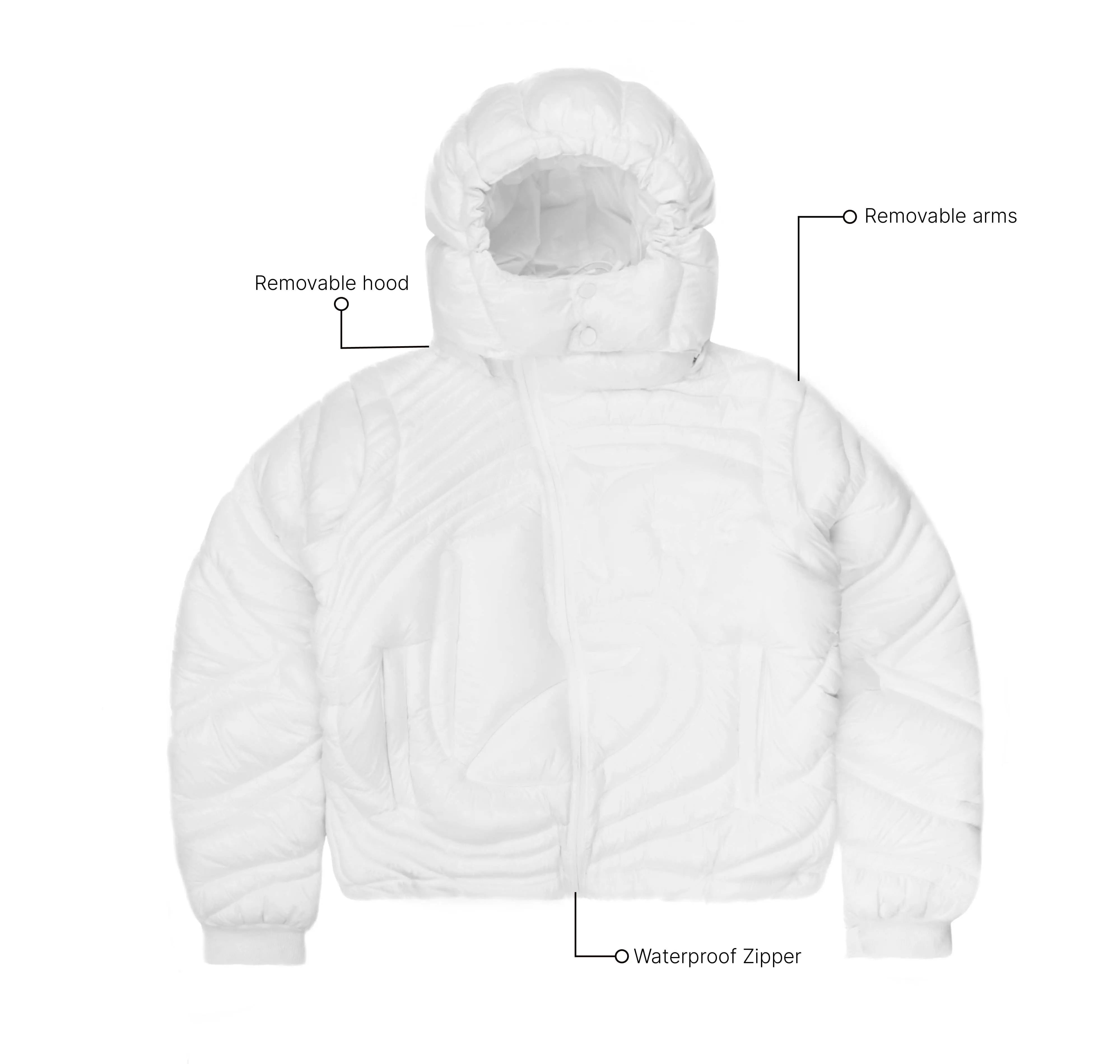 Shiny White Embossed Puffer