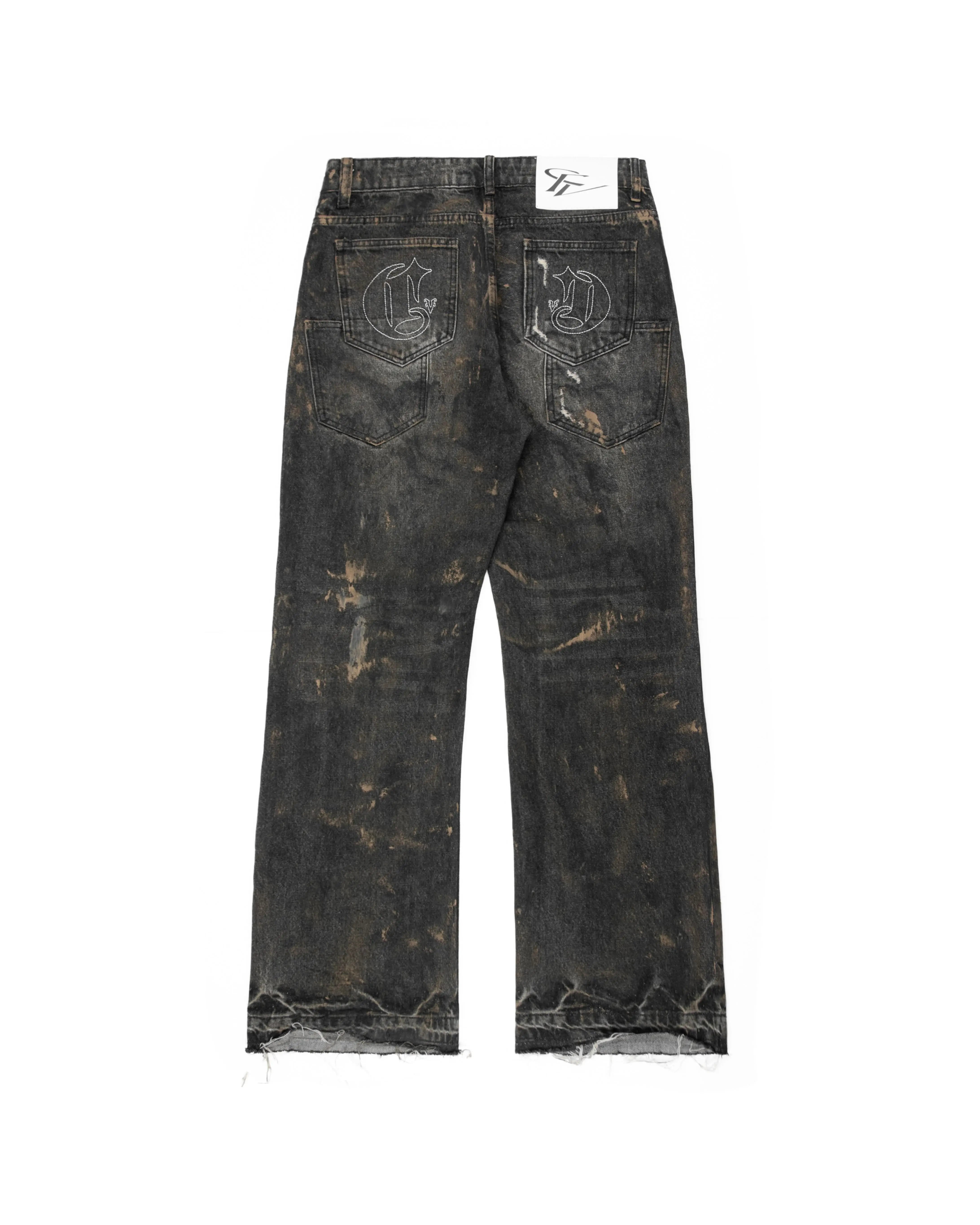 Mud-Wash Flared Denim