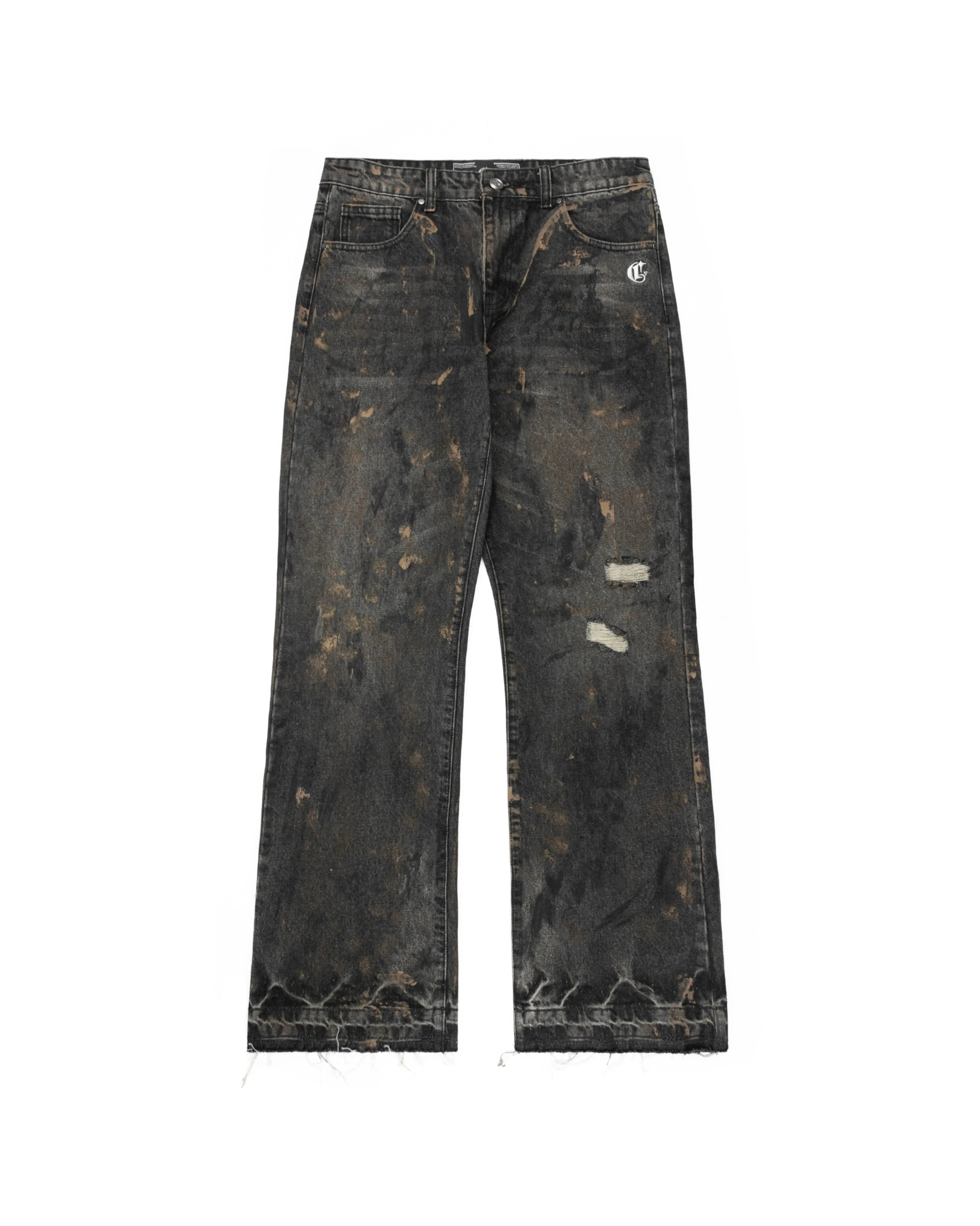 Mud-Wash Flared Denim