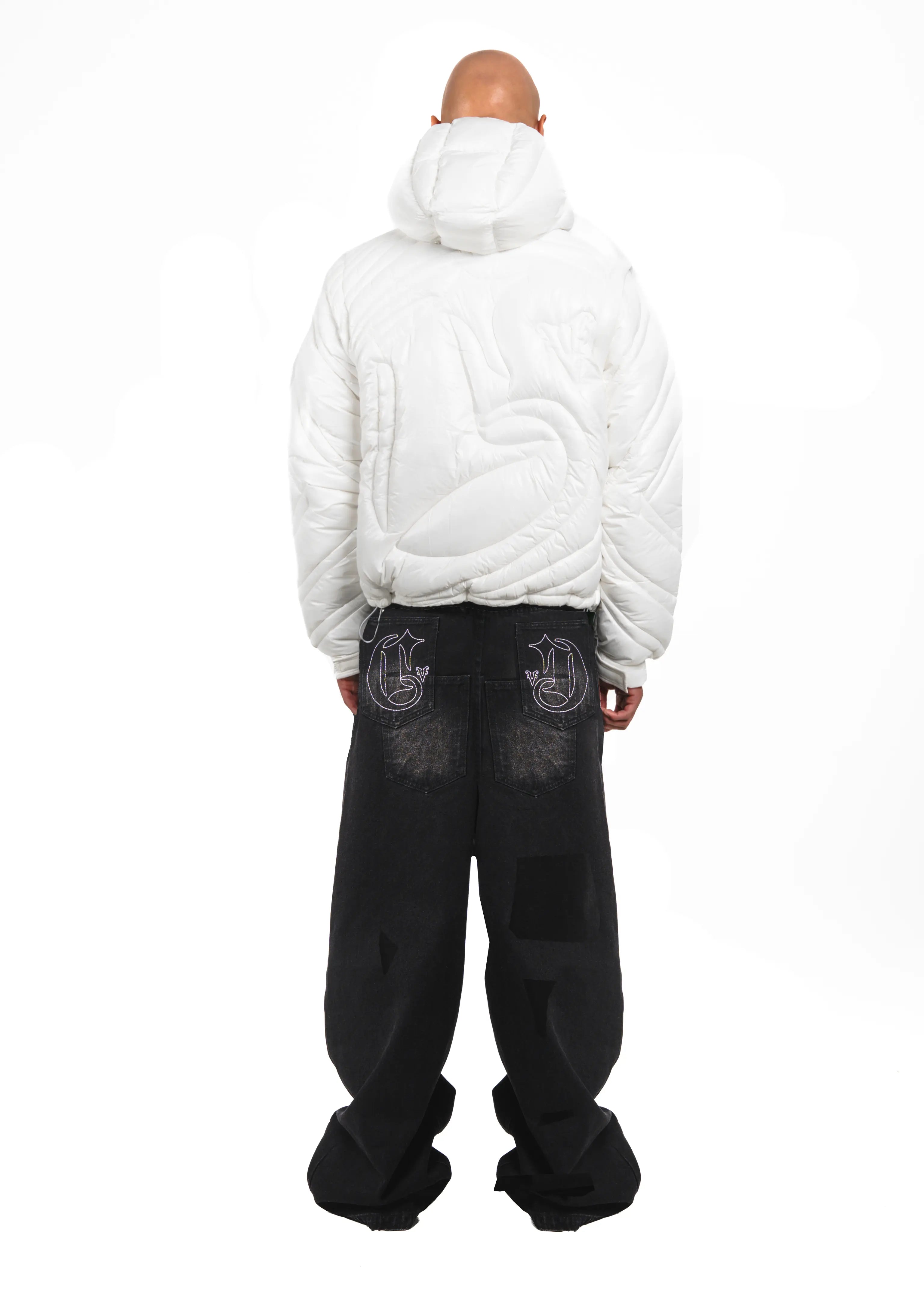 Shiny White Embossed Puffer