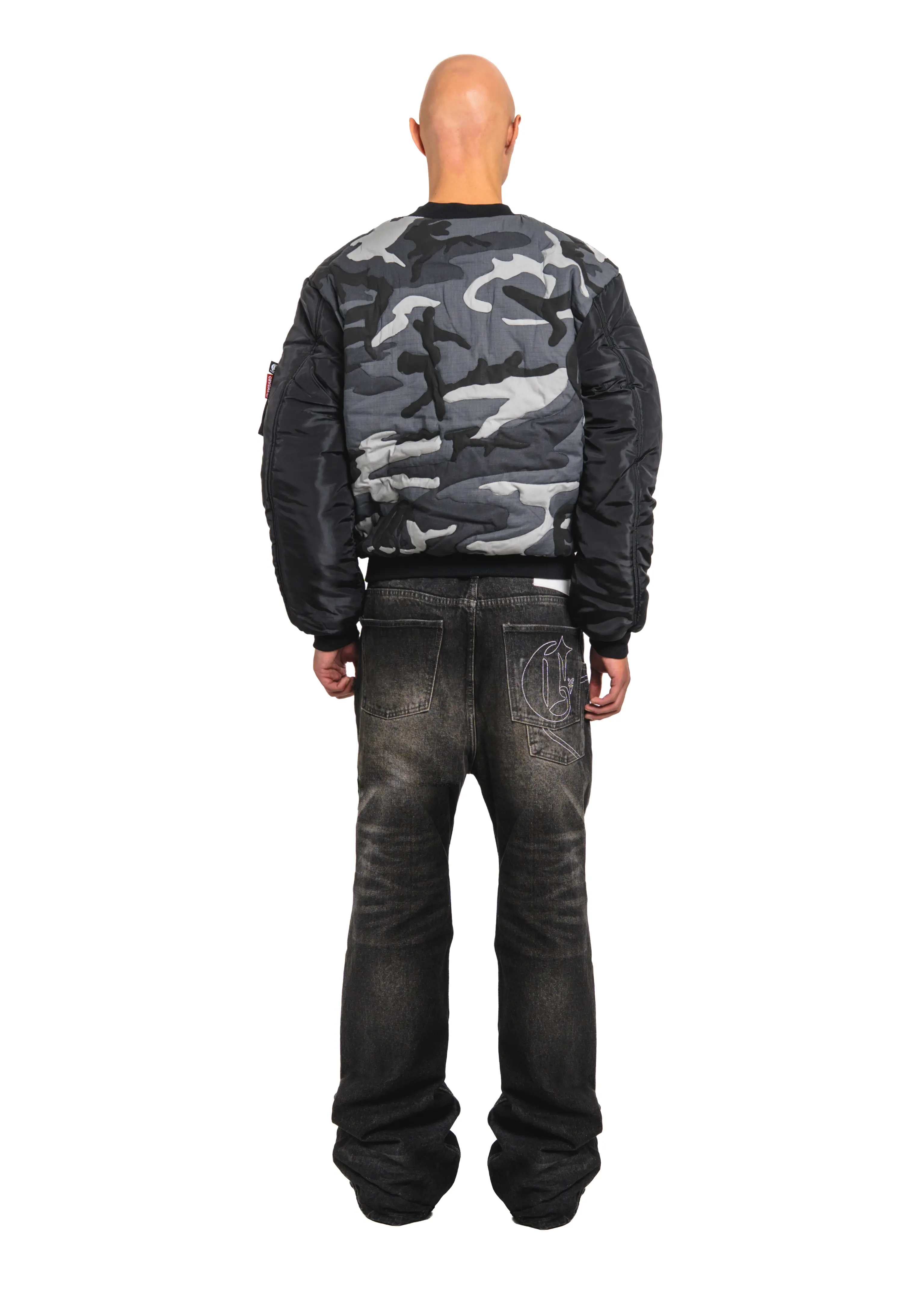 Stitched Snow Camo Bomber