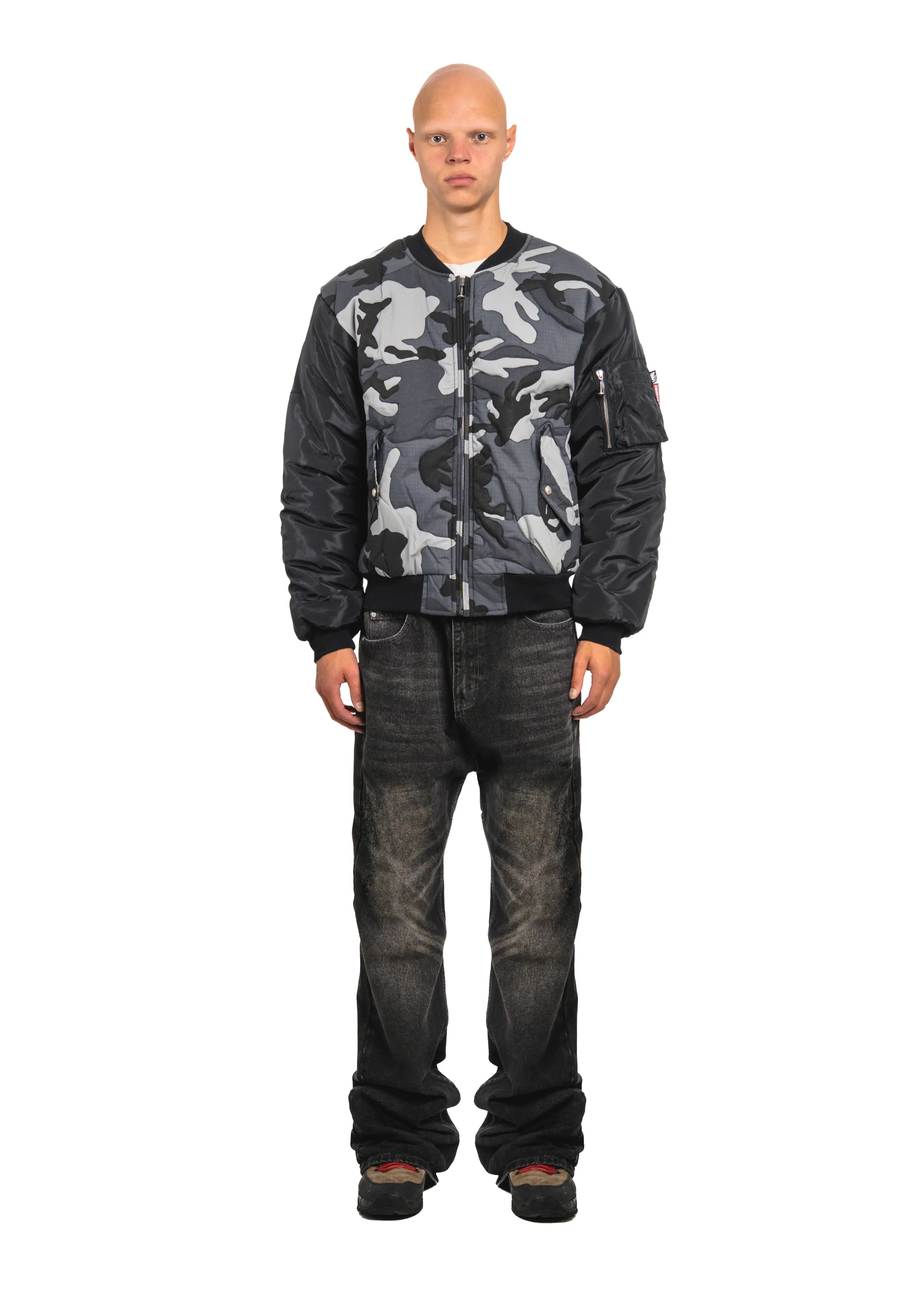Stitched Snow Camo Bomber