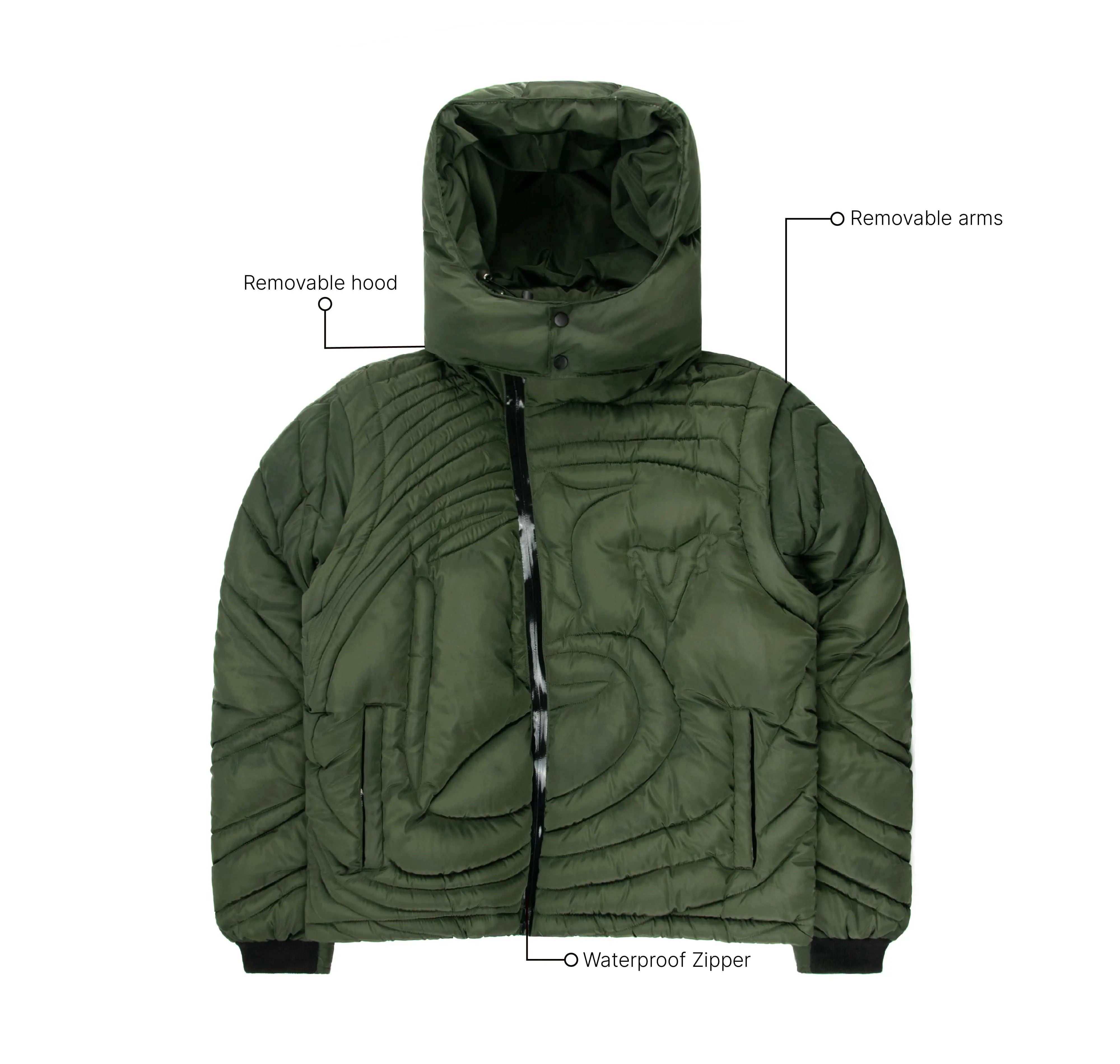 Green Embossed Puffer