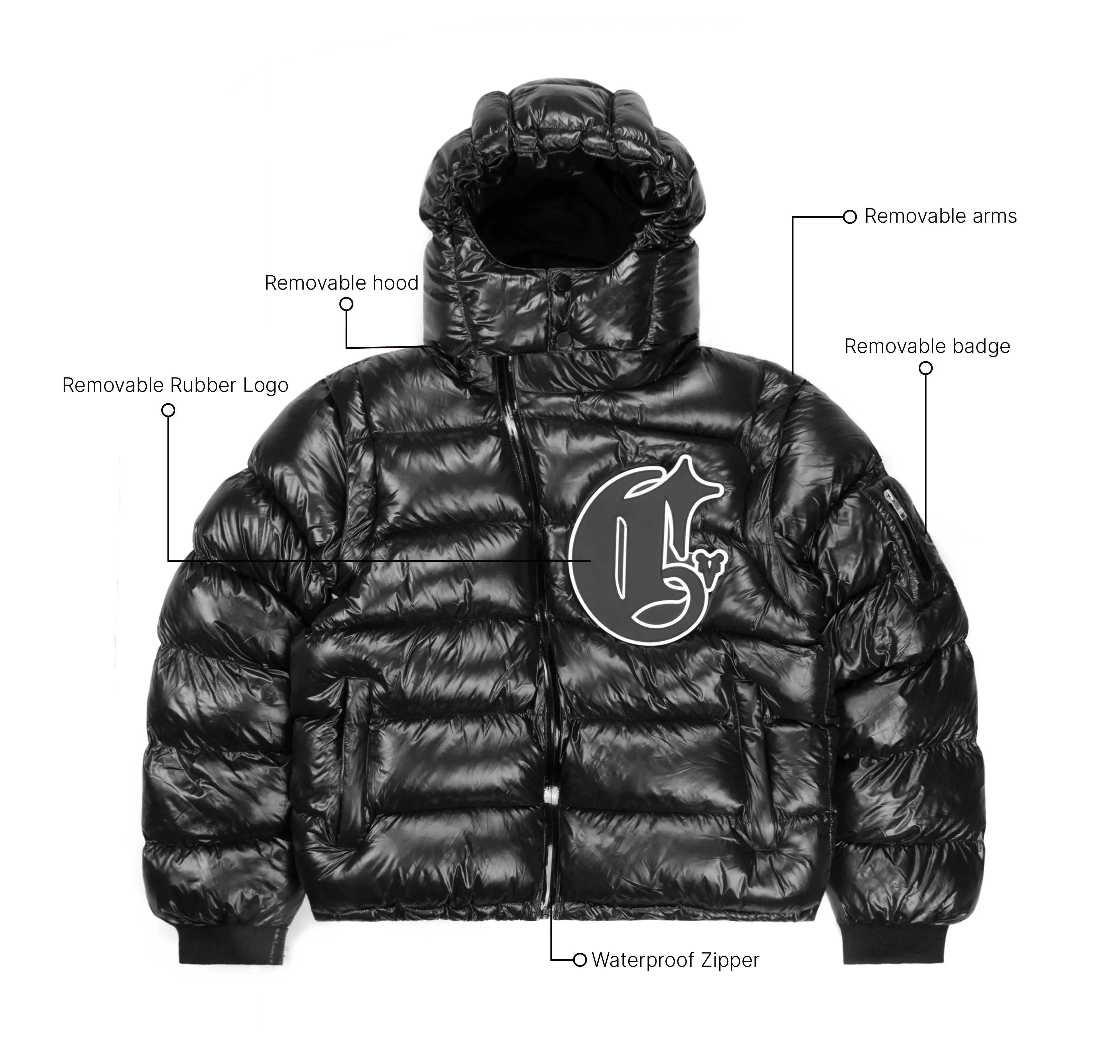 Shiny Black Technical Puffer