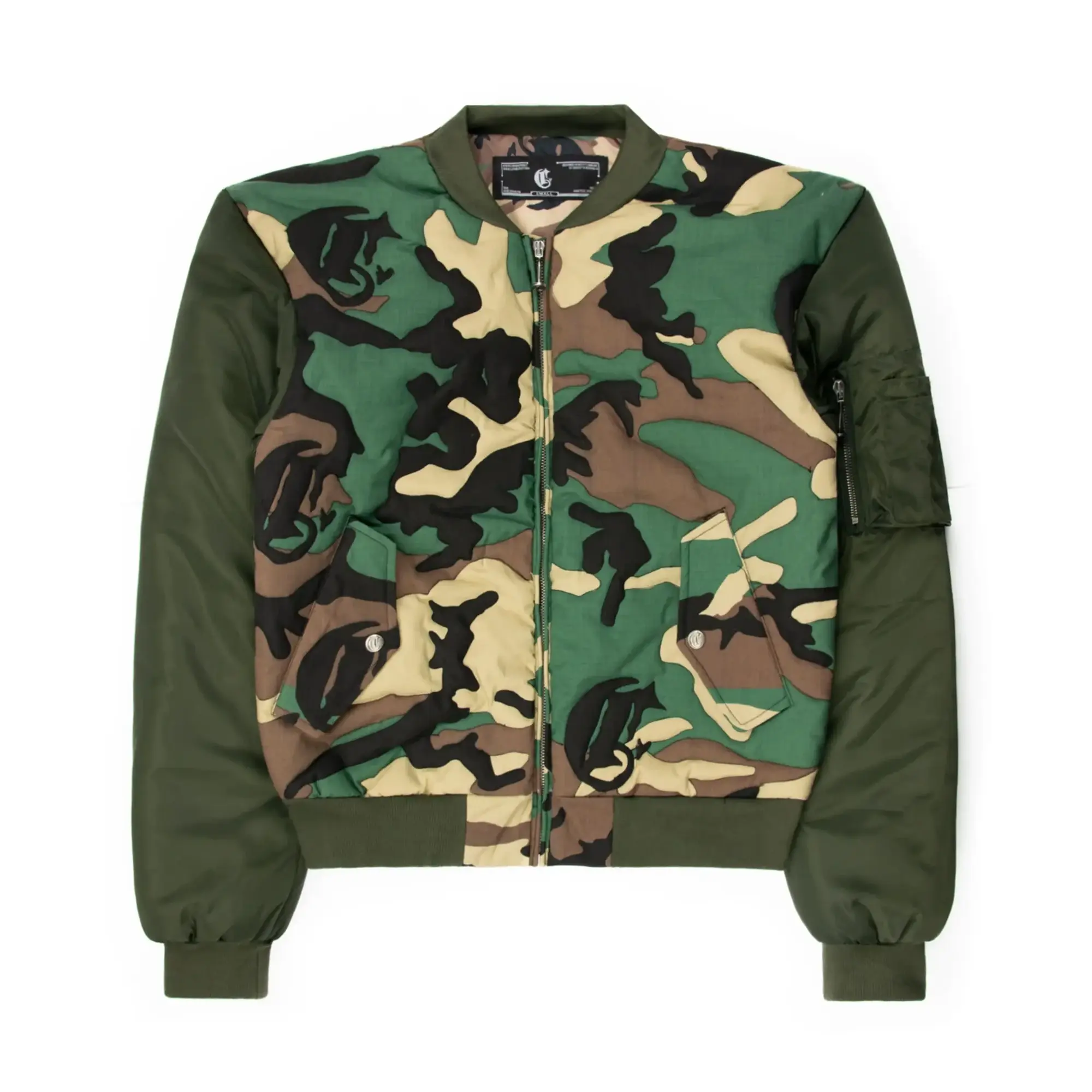 Stitched Woodland Camo Bomber